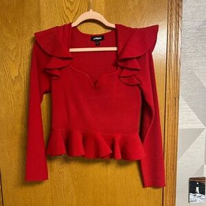Long sleeve ruffle sweater